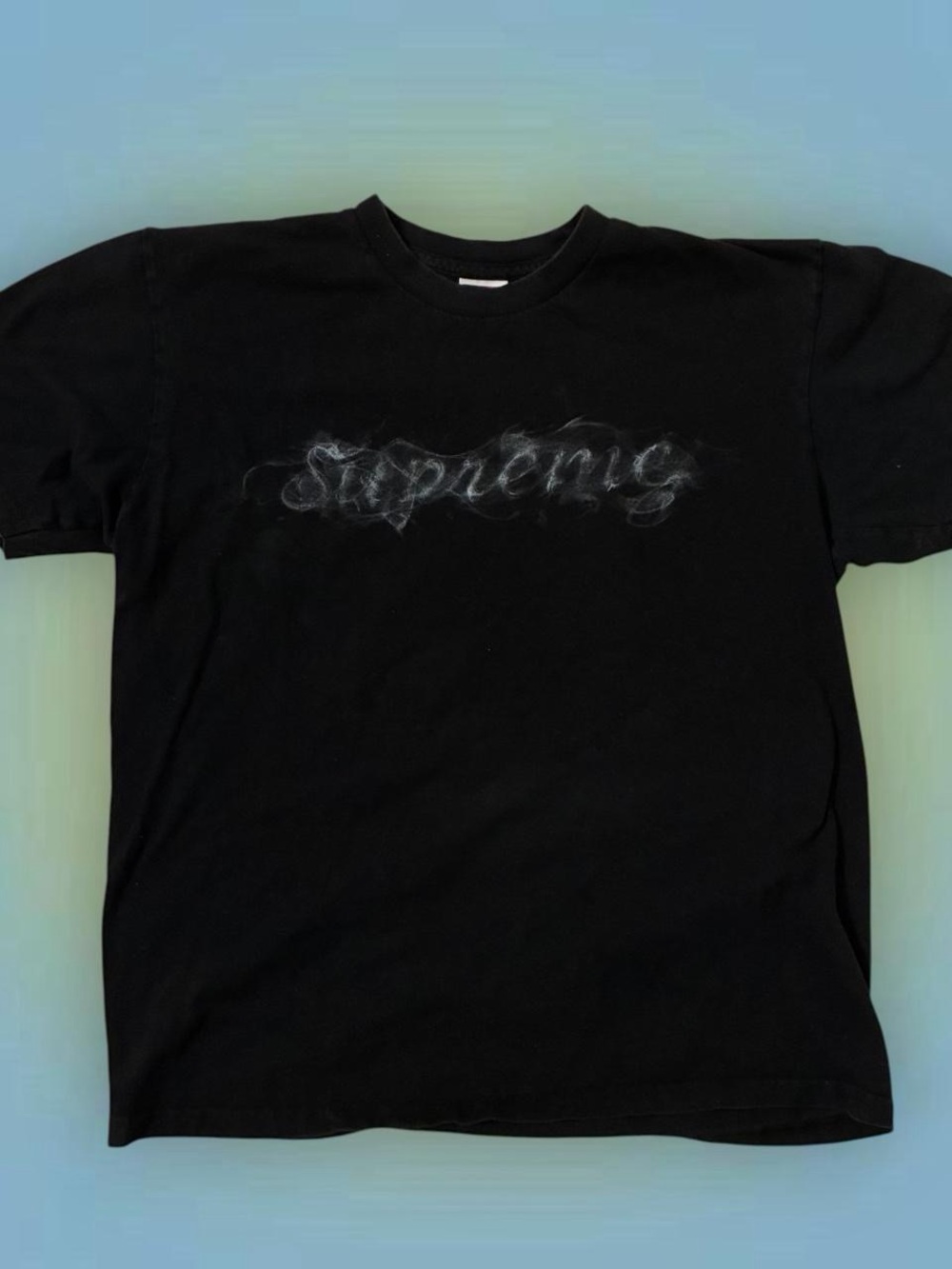 Supreme Black T-Shirt with Smoky White Logo